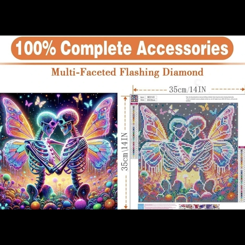 Colorful Butterfly Skeletons 5D Diamond Painting Kit New - Picture 5 of 7
